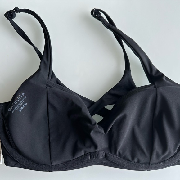 Athleta Black Criss Cross Back Bikini Top size 32D/DD - Picture 2 of 6